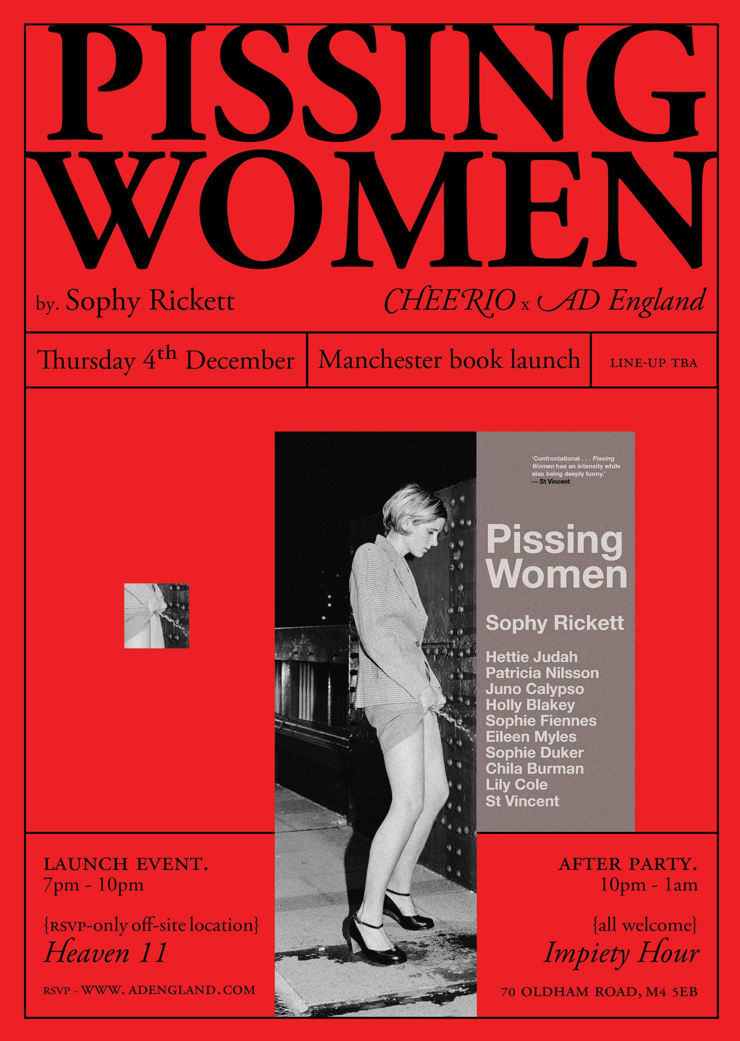 PISSING WOMEN book launch at Heaven 11 & after party at Impiety Hour | Thu 4th Dec {RSVP}