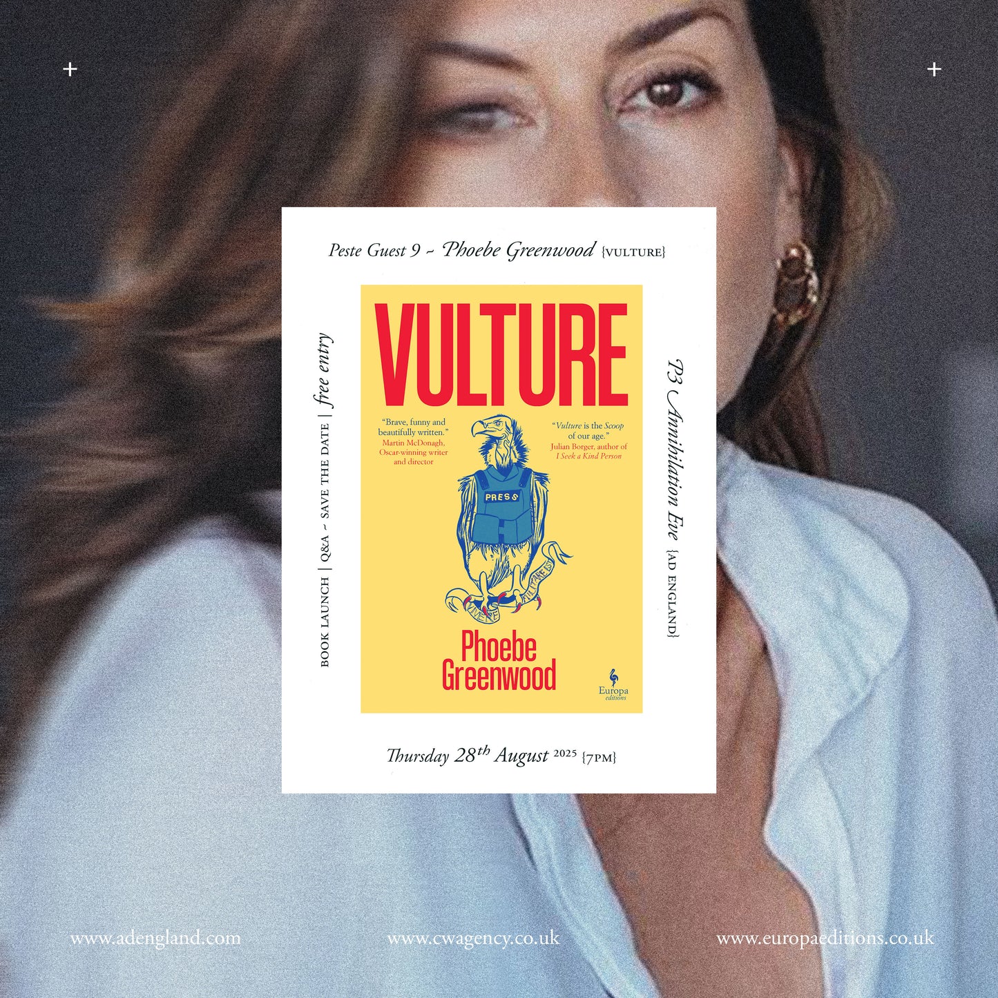 Phoebe Greenwood ~ Vulture {hardback book + reserved seat & beverage | 28.08.25 | 7pm}